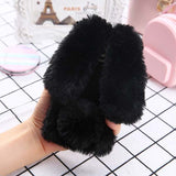 Fashion Soft Fluffy Wool Hair Fur Long Ear Rabbit Phone Cases for iphone 7 6 6s Plus Cover Bling Diamond Bow elegant Fitted Case