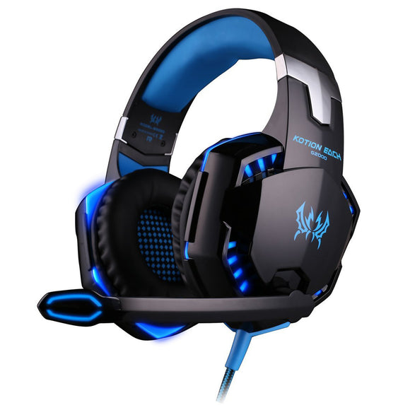 3.5mm Stereo Gaming Over-Ear Headphone Headset with Mic for PC Computer Game with Noise Canelling Blue